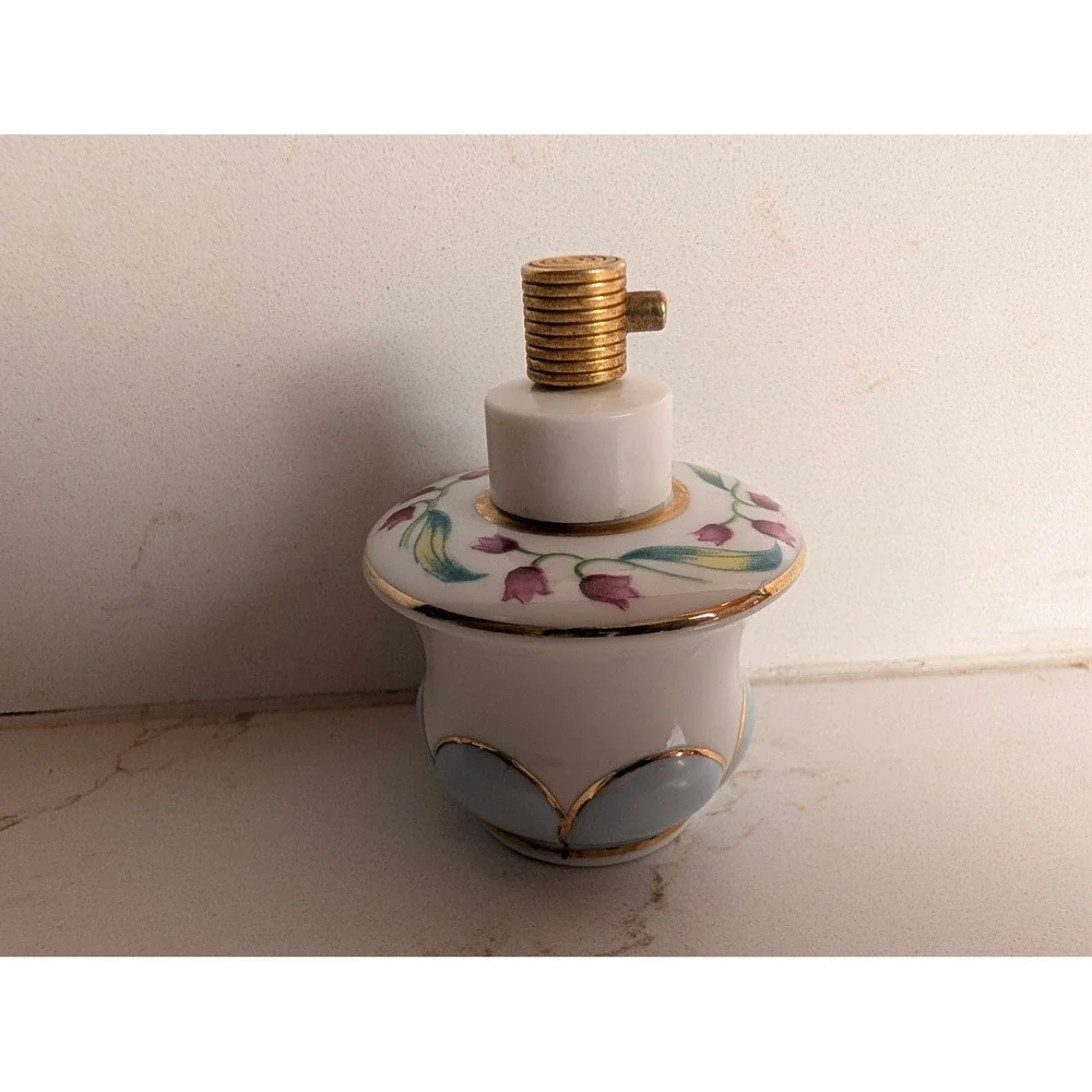 Vintage Price Product Hand Painted Porcelain Perfume Atomizer Floral Gold Trim