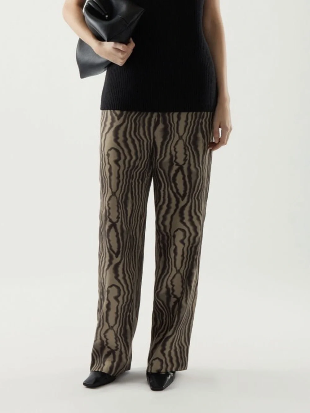Cos Loose Trouser medium green and black abstract print