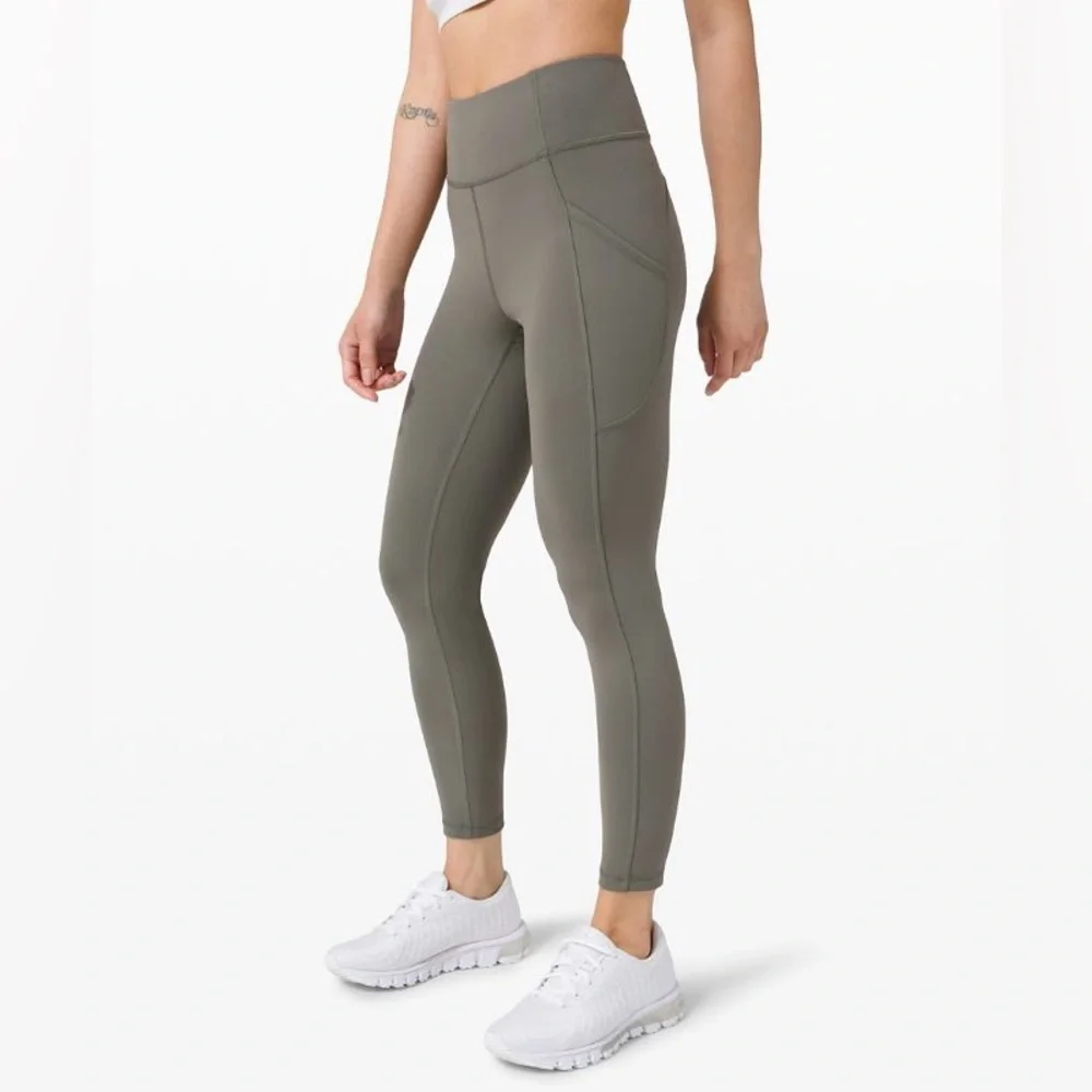 Lululemon invigorate high rise leggings. Grey sage, Size 8,23”