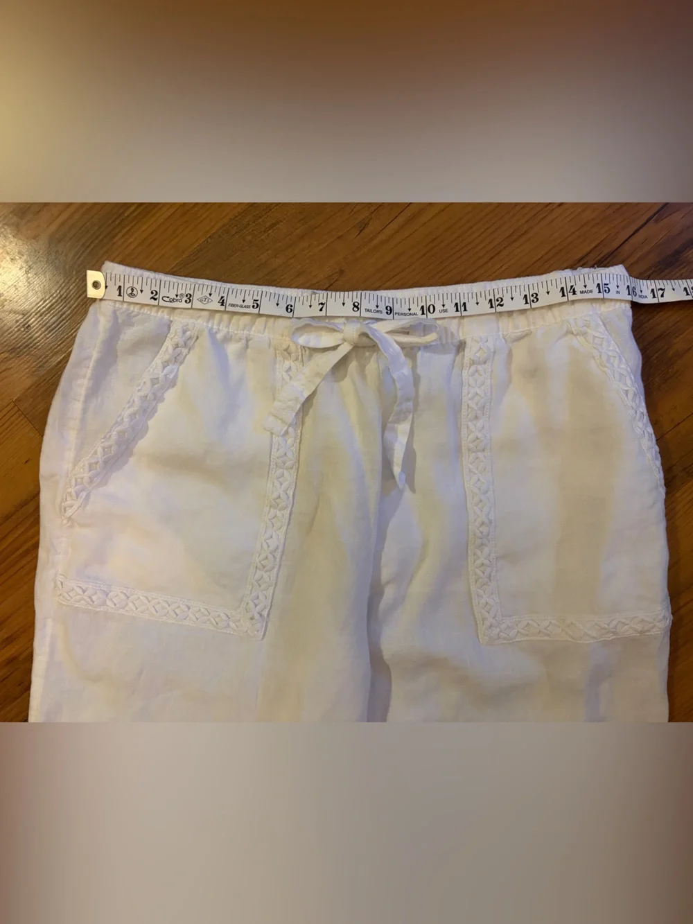 Joie White 100% Linen Crop white Drawstring pants M