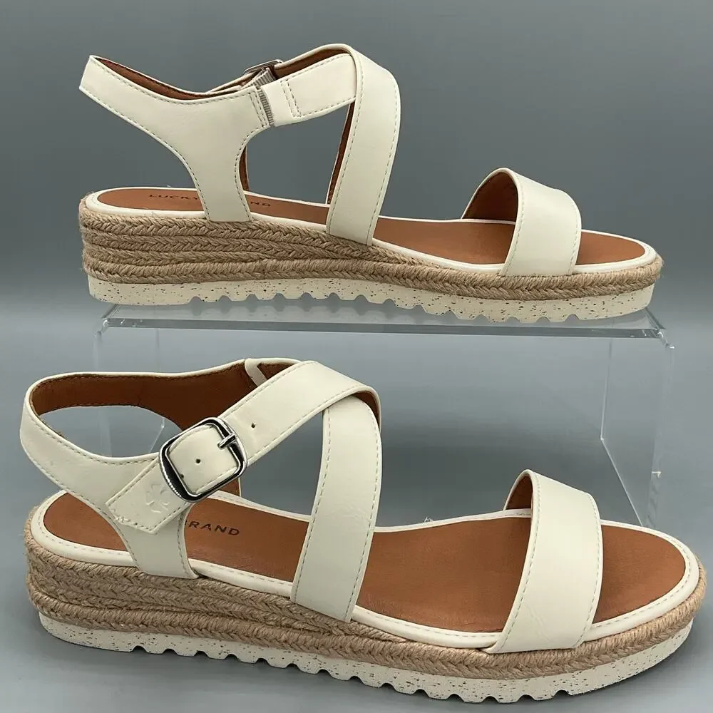 NEW Lucky Brand Women’s Trianna Strappy Platform Sandals White Size 8M