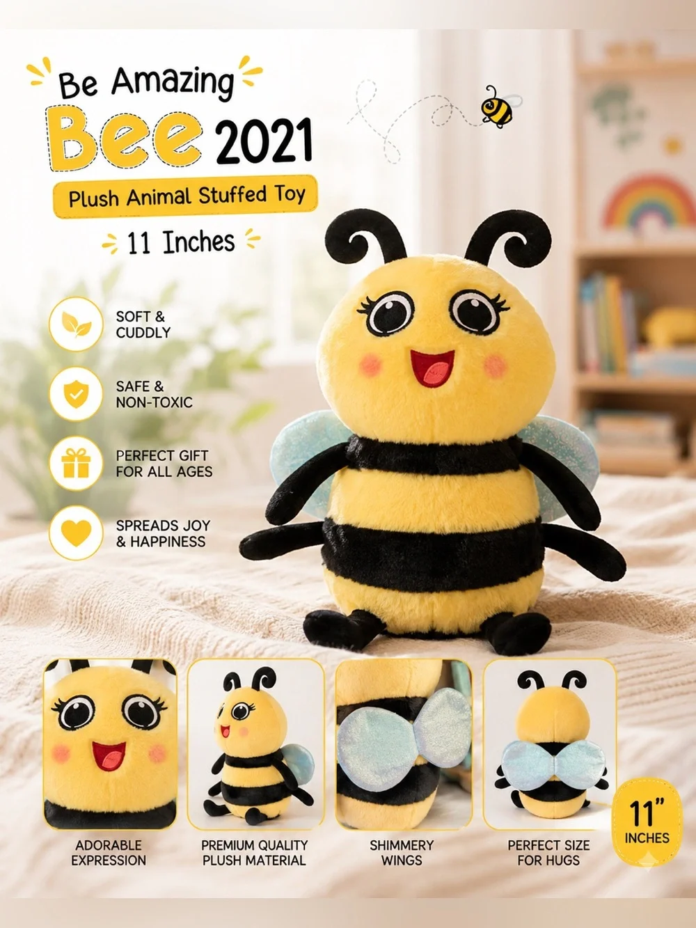 🐝 Be Amazing Bee 2021 Plush Animal Stuffed Toy - 11 Inches 🌟