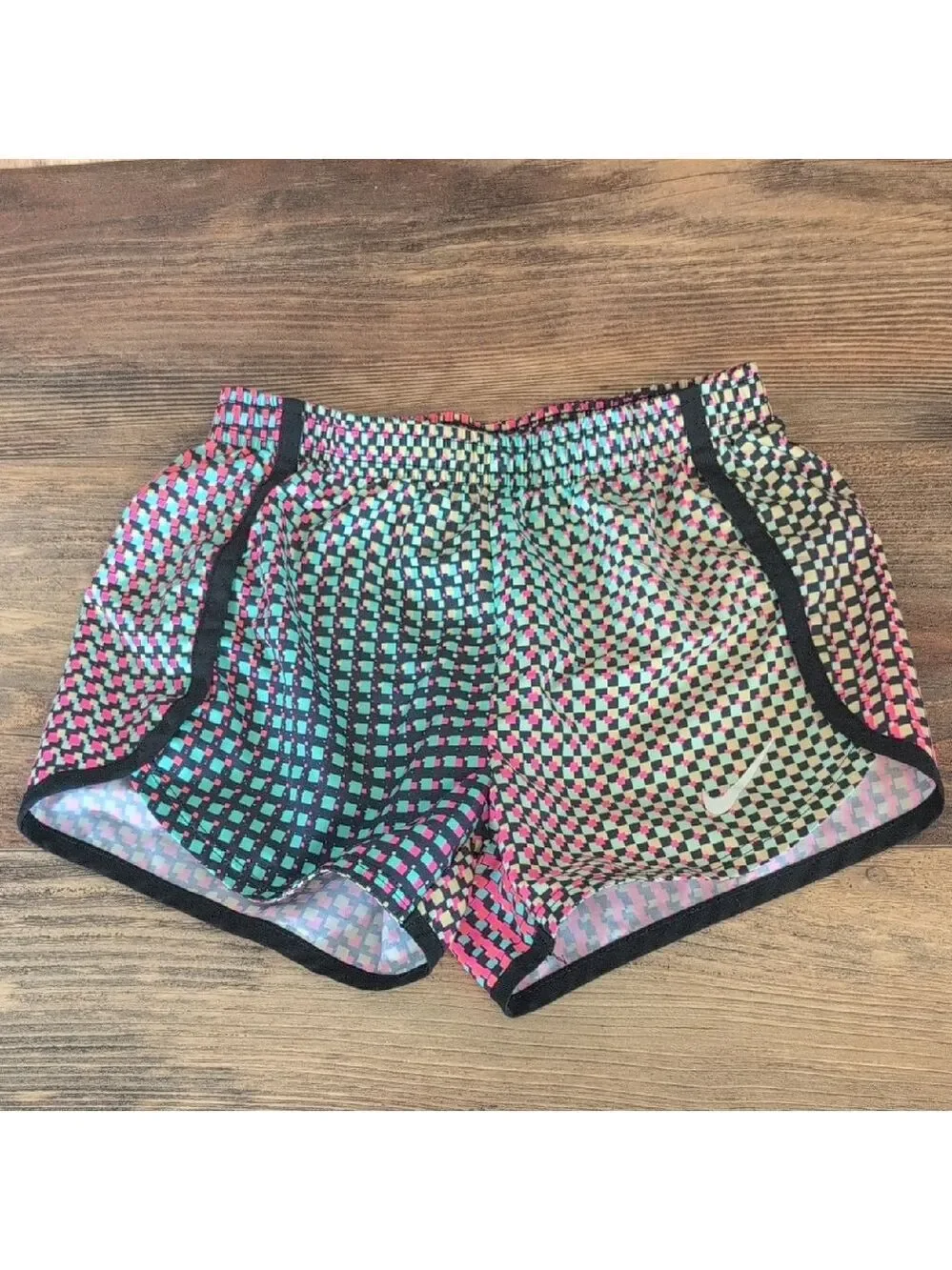 Nike Kids Checkered Multicolor Athletic Lined Running Shorts 6X        630P