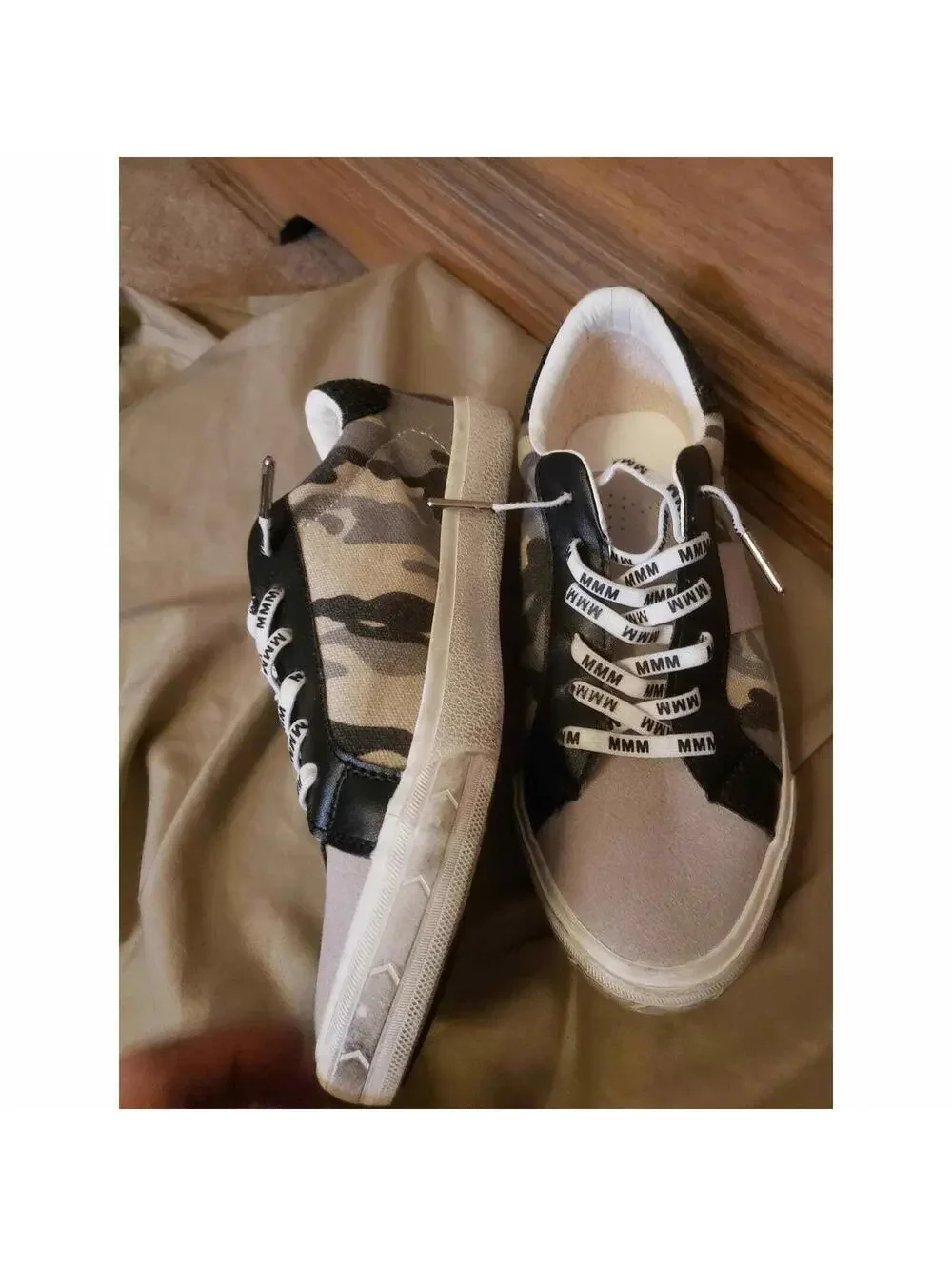 MMM Ruthy Suede Camo Sneakers Ribbon Lace Slip On Shoes Size 8
