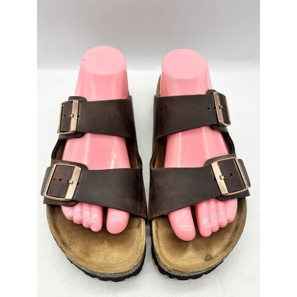 Birkenstock Arizona Leather Mocha Soft Footbed Sandals Shoes Women’s 11 Mens 9