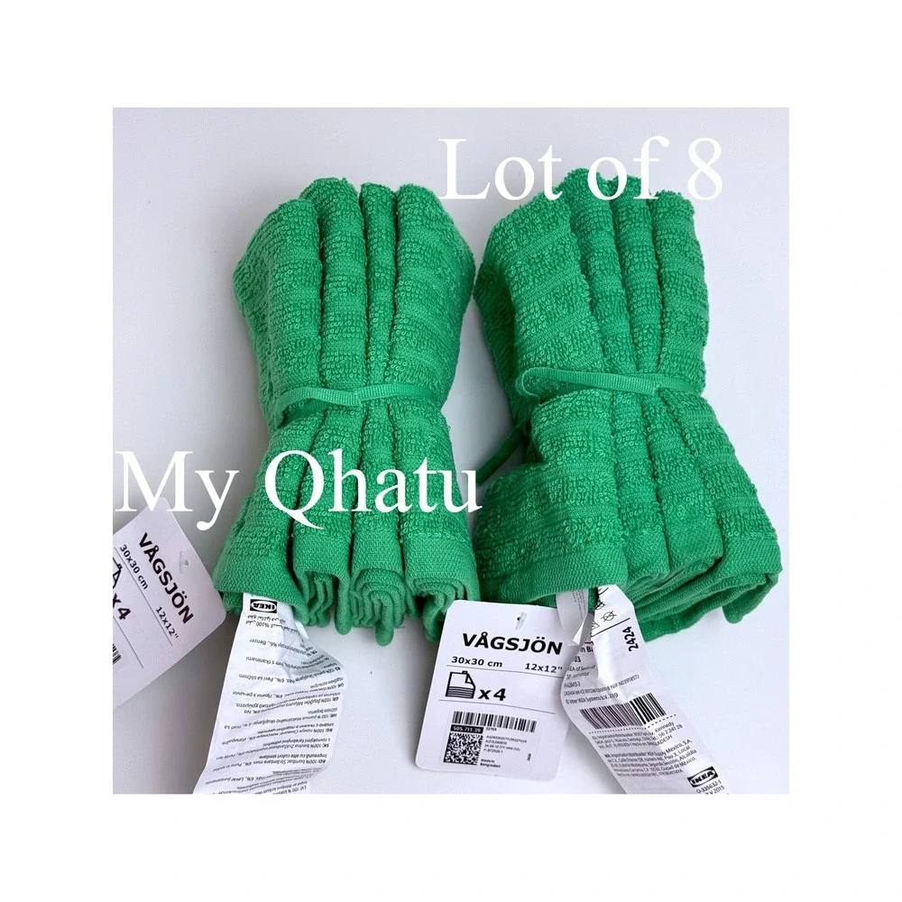 Lot of 8 IKEA Vagsjon Washcloths Towels Green 12