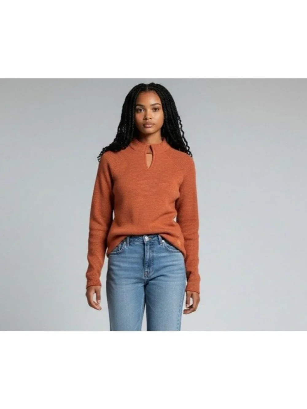 Mountain Hardwear Womens L Wool Blend Orange Sweater For Hiking & Outdoor Activi