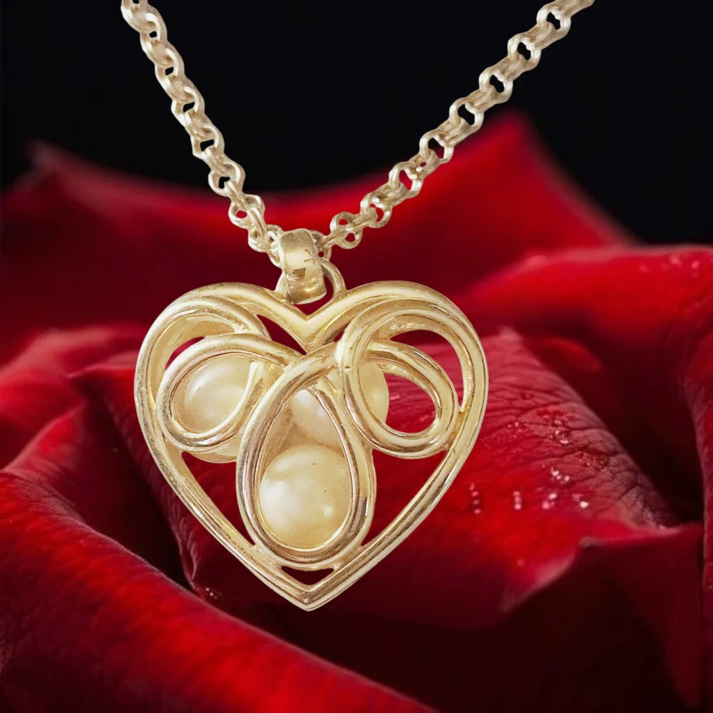 Erwin Pearl Faux Pearl Heart Pendant with Gold Chain Necklace