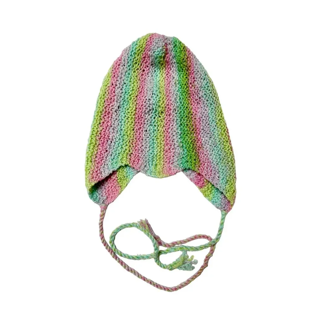 Handmade Knit Rainbow Stripe Baby Hat
