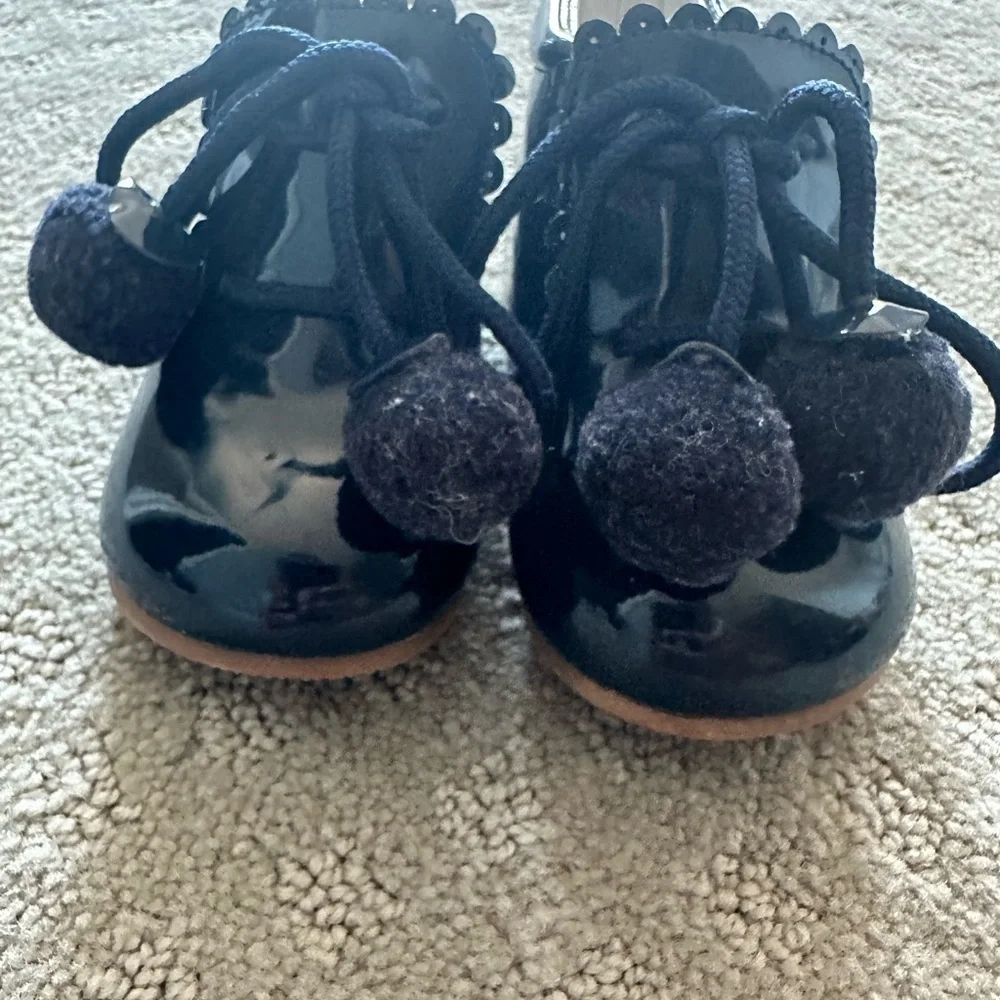 Girls Patent Leather Pom Pom Party Shoes Bridesmaid Dress Shoes UK 3 Infant