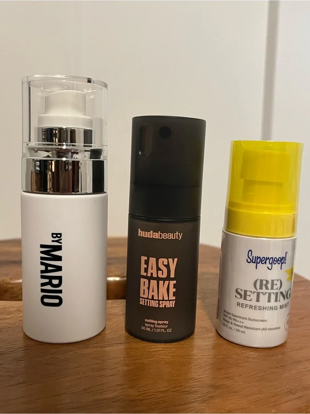 huda beauty, Supergoop! & Make up by Mario setting spray bundle - travel sizes
