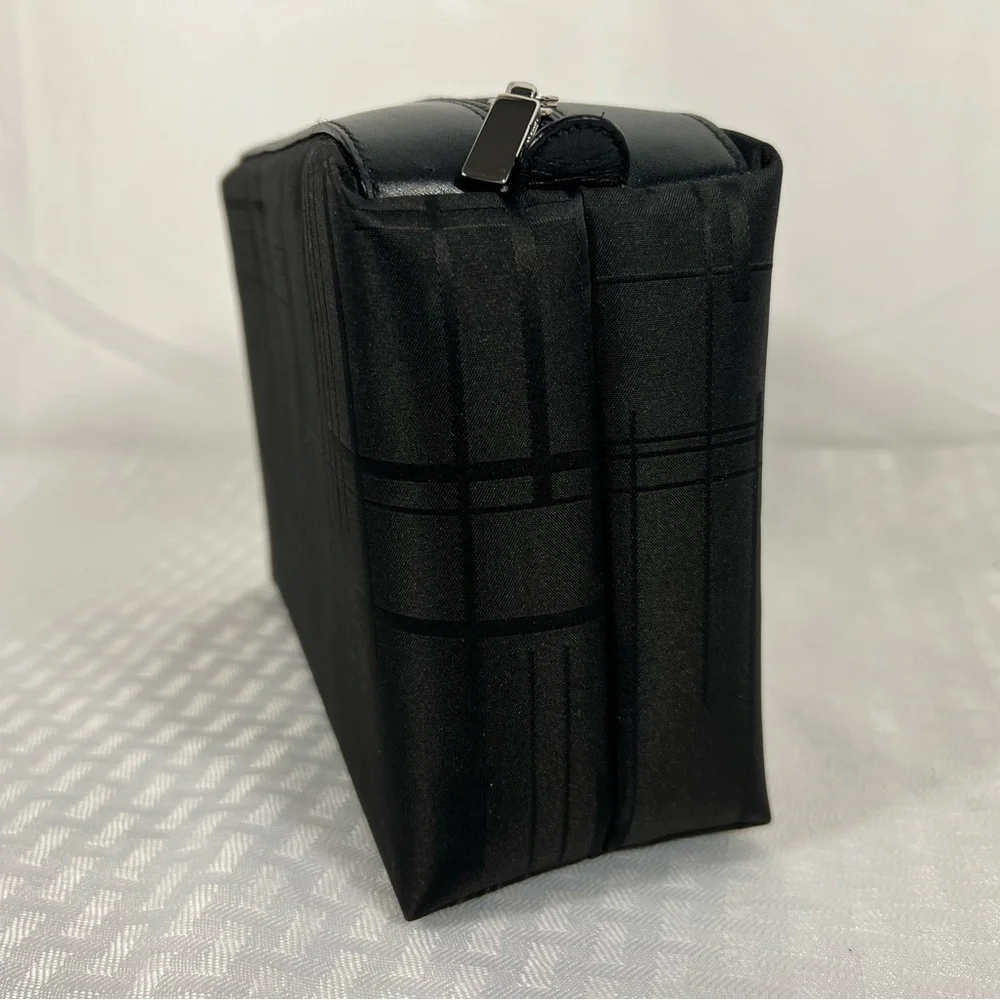 Salvatore Ferragamo Black Geometric Travel Toiletry Cosmetic Case