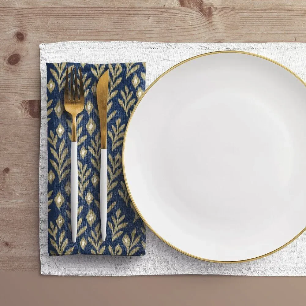 NWT Porter Anna- Navy & Gold  Cotton Napkin 4-set, Laurel