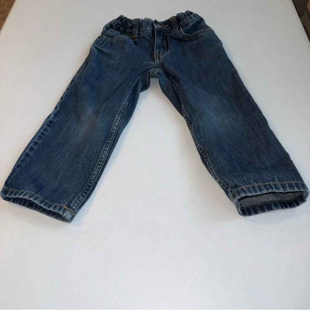Gymboree Kids Boys‎ Sz 3 Adjustable Waist Stretch Elastic Straight Jeans Blue