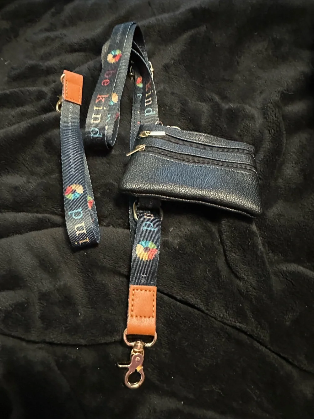 'Be Kind' Lanyard Wallet with Floral Accent