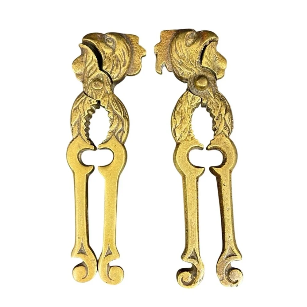 Vtg Lot of 2 Brass Nutcracker‎ Chicken rooster Head Bottle Opener Kitchen Tool