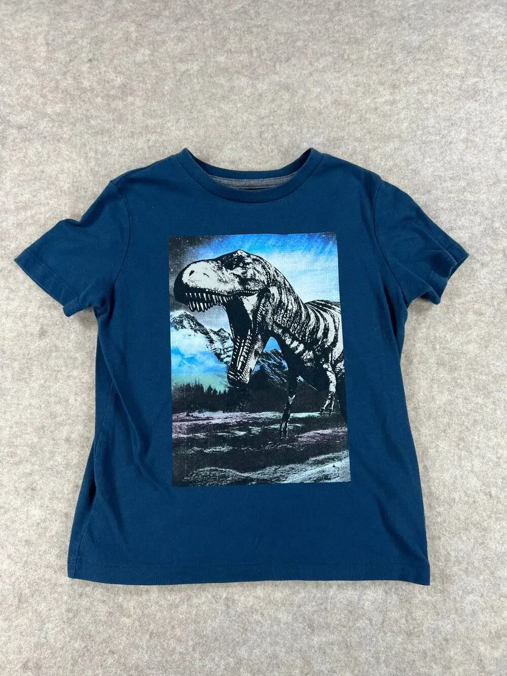 Old Navy Blue Dinosaur T Rex Short Sleeve Tshirt Boys Size 6/7