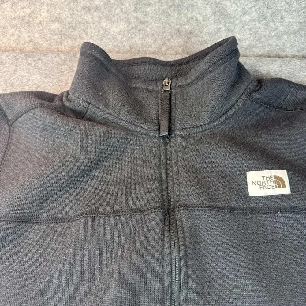 North Face Sweater Mens XL Black 1/4 Zip Pullover Fleece Shacket‎ Block Logo