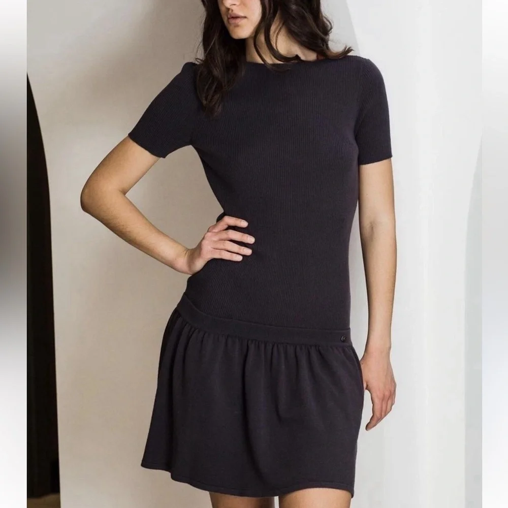 CHANEL Black Short Sleeve Dress