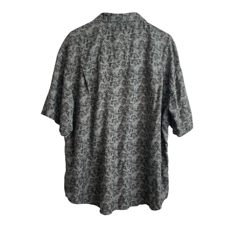 VTG Rinnovato Mens Button Up Shirt L‎ Gray Abstract Geometric 90s Retro Resort