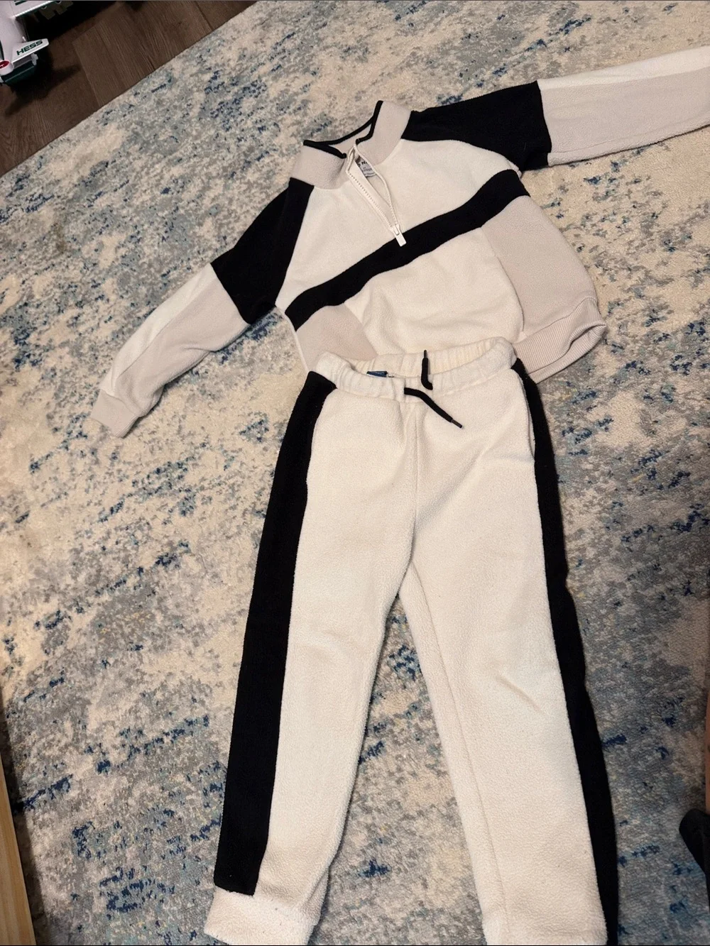 Old Navy Cream and Black Fleece Track Joggers