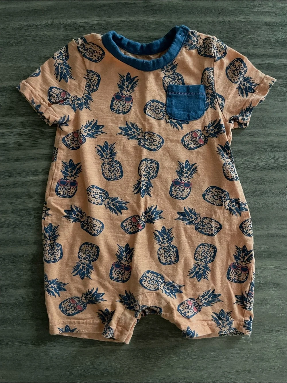 Baby Gap Shorty One-Piece Romper Peach Orange Pineapple Print