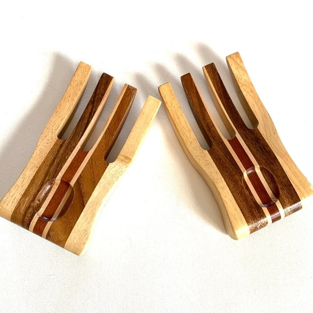 Wooden Salad Forks set, mid century dinner utensils‎