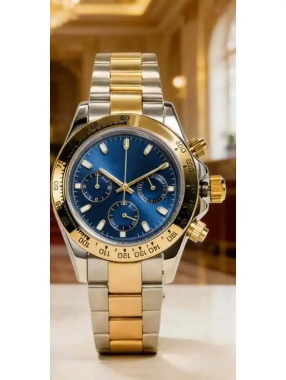 Stainless Steel Mechanical Watch with Blue Dial and Sapphire Crystal stock 266