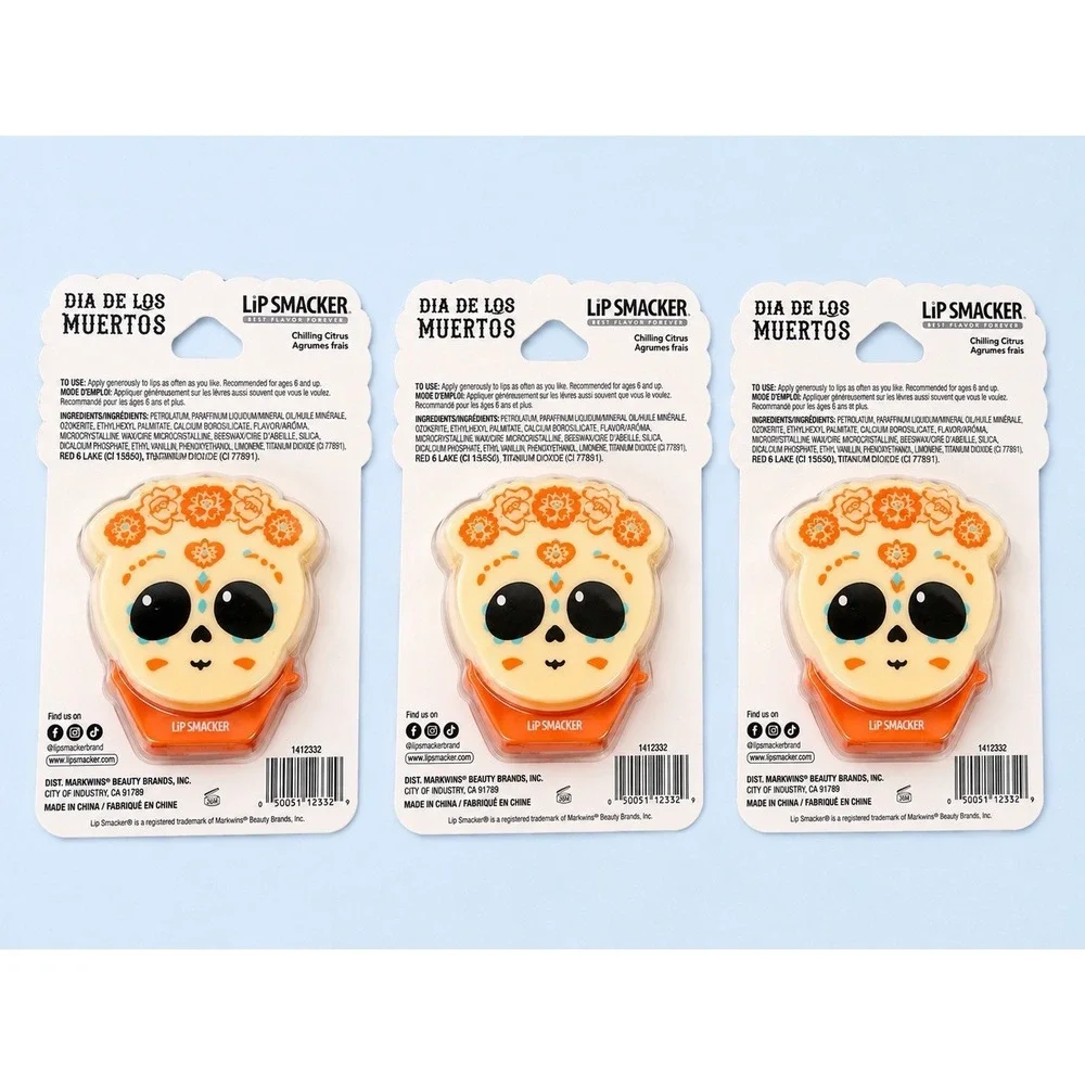 3 Lip Smackers Lip Balm Dia De Los Muertos Sugar Skull Citrus