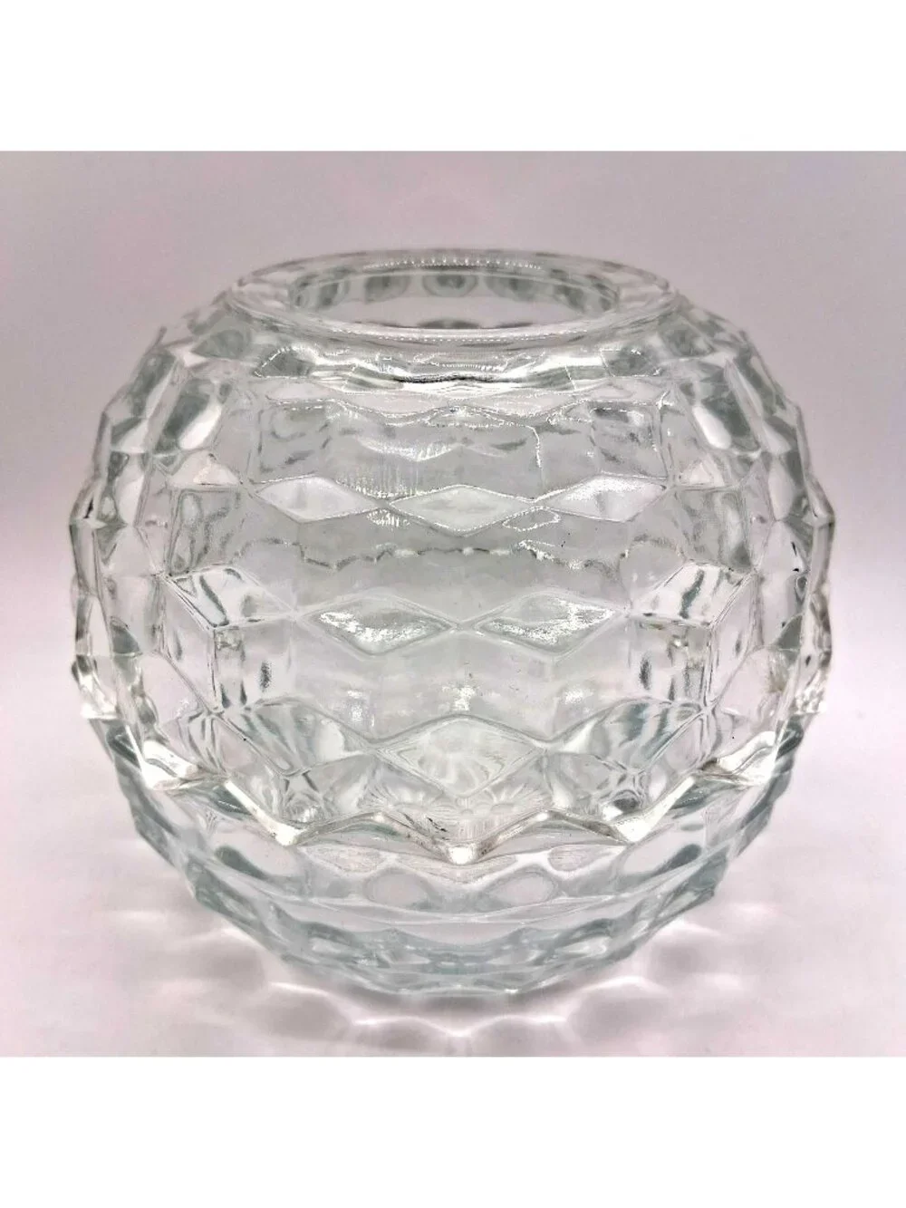 HOMCO Fairy Lamp Clear Glass Globe Candle Holder With Diamond Honeycomb Pattern