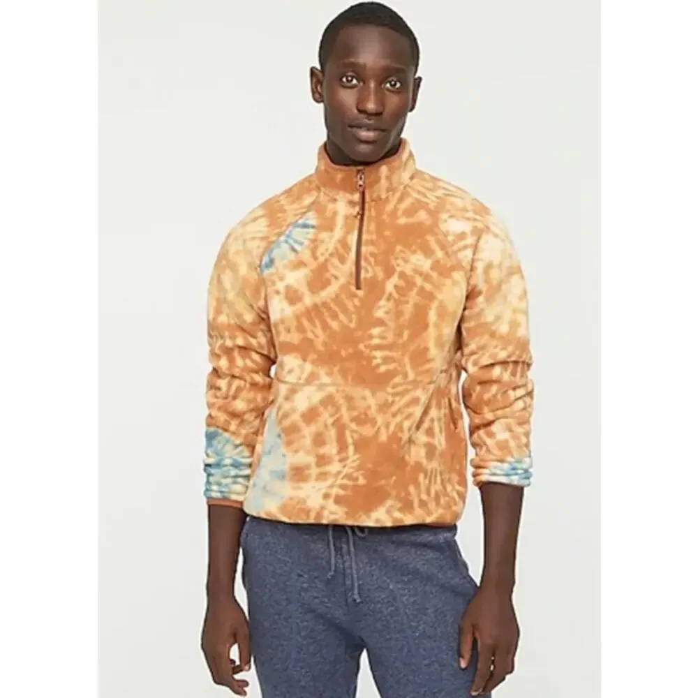 J. Crew Micro Fleece Half Zip Pullover Tie Dye Sweatshirt Jacket AT998 NWT