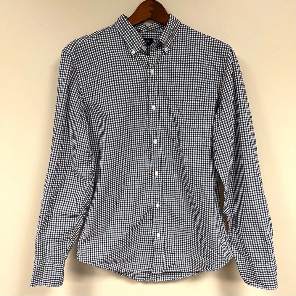 J crew plaid blue and button down   Size M