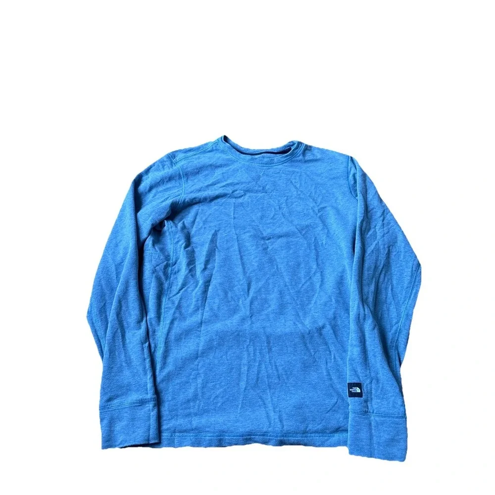 The‎ North Face Mens Long Sleeve T-Shirt Blue Logo Tee Size Medium