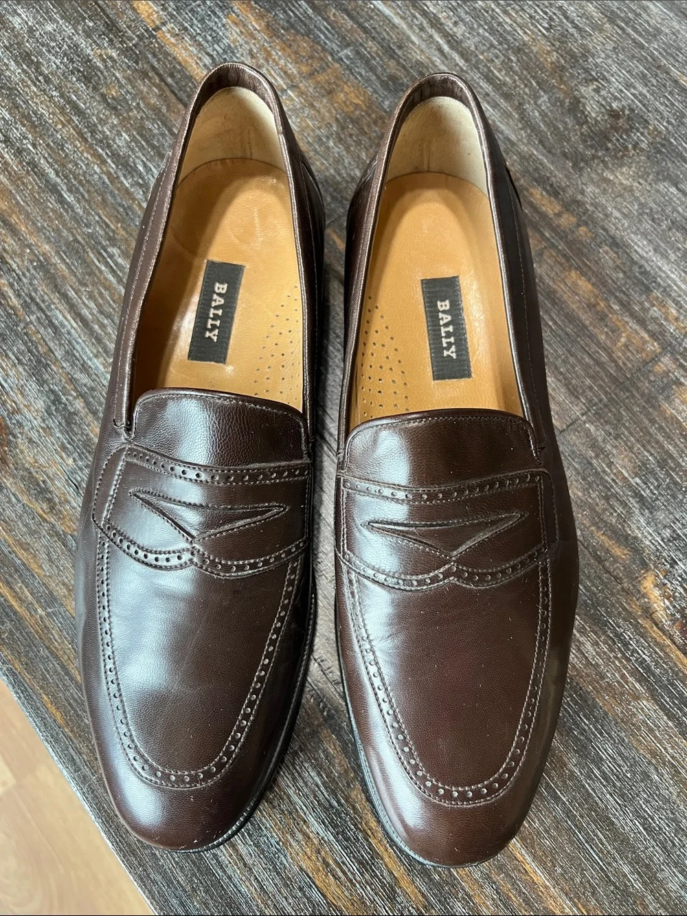 Bally Dark Brown Leather Penny Loafers
