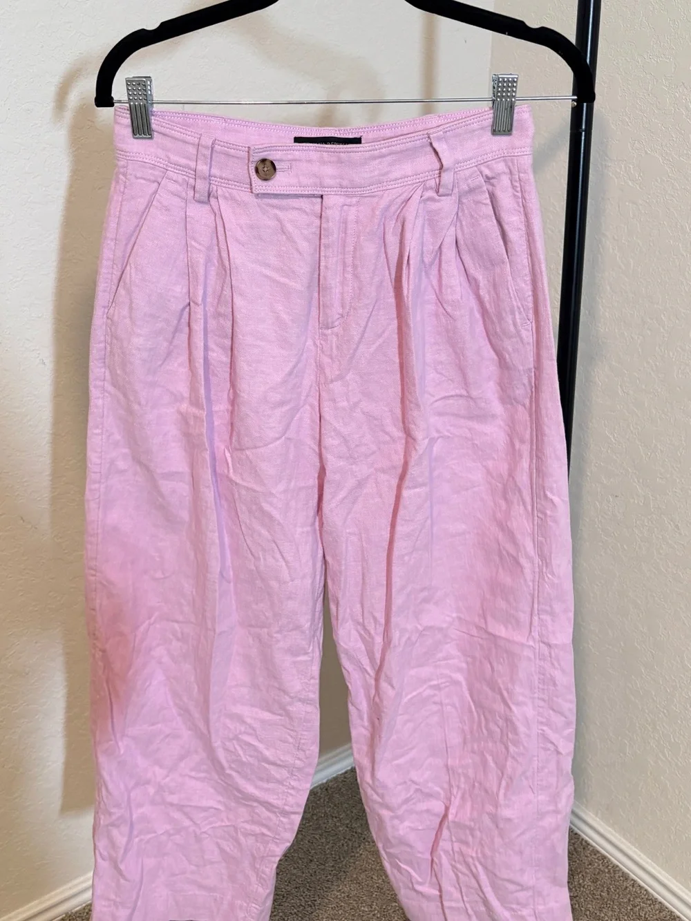 Banana Republic Linen Blend Pastel Pink Pleated Chinos