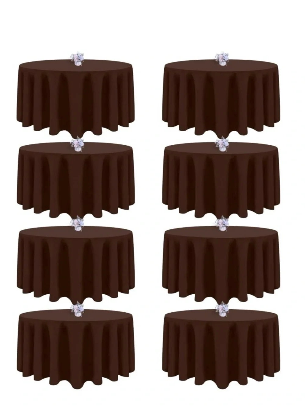 90” Round Polyester Tablecloths BROWN (8-pack)