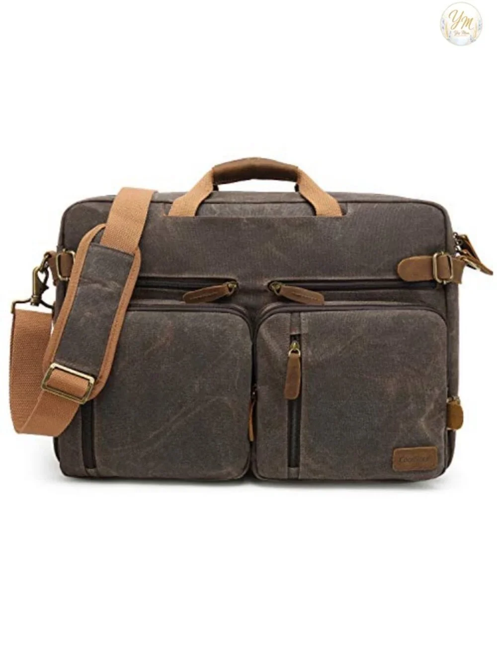 Convertible Waxed Canvas Laptop Messenger Bag Fits 17.3 inch Travel Business
