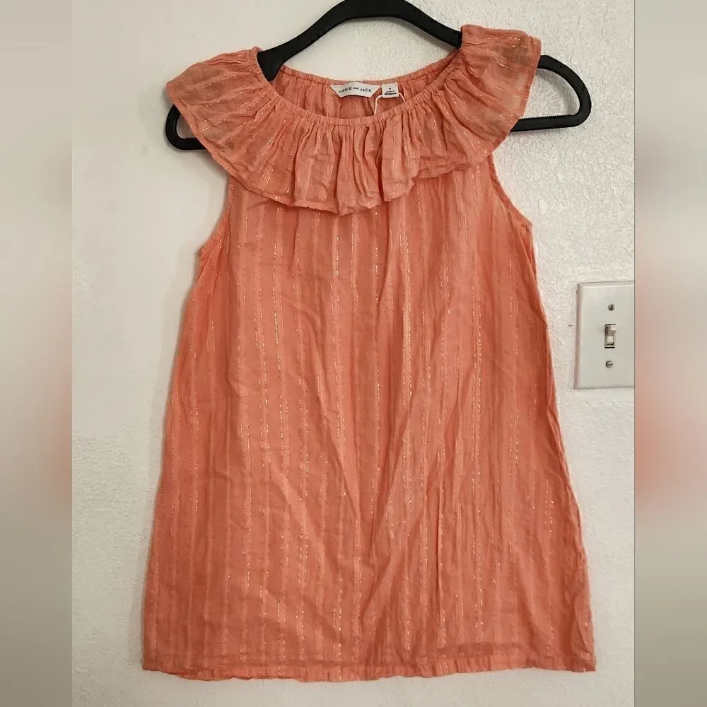 Janie and Jack Coral Gold Shimmer Stripe Swim Cover Dress Size 8