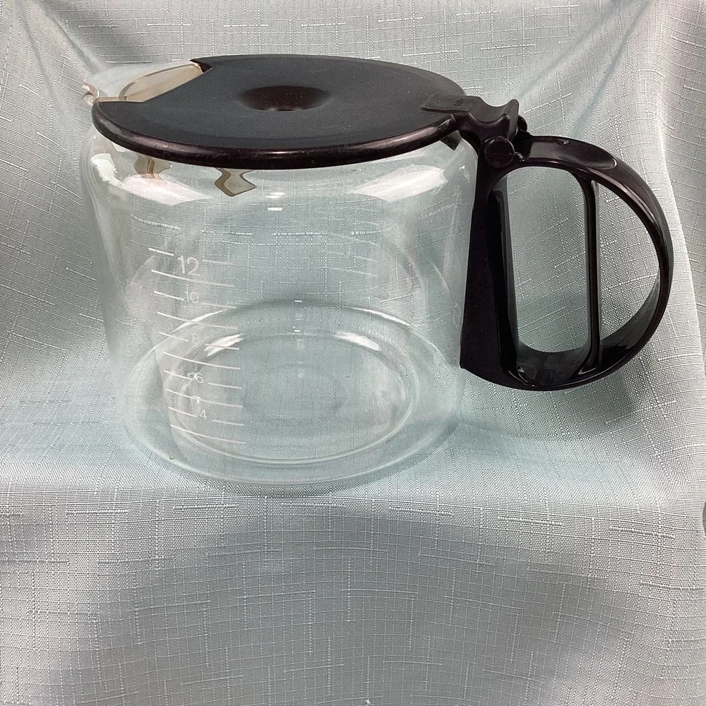 Braun 12 Cup Replacement Glass Coffee Carafe Black Handle Lid Clear