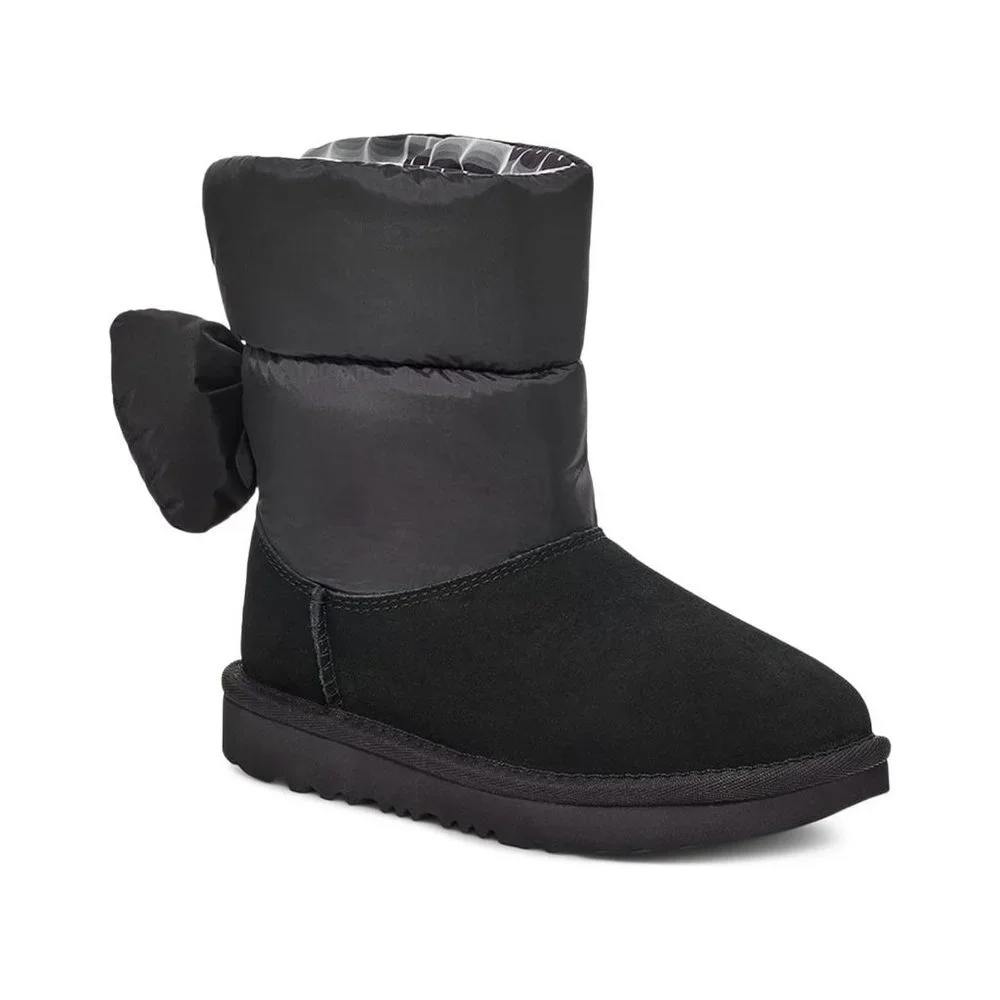 NIB UGG TODDLER BAILEY BOW SUEDE PUFFER WINTER SNOW‎ BOOTS BLACK