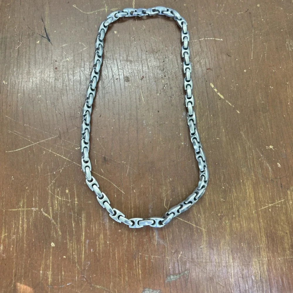 Stainless Steel  Byzantine Men's Chain Necklace Y2K Cyber Punk Goth 24