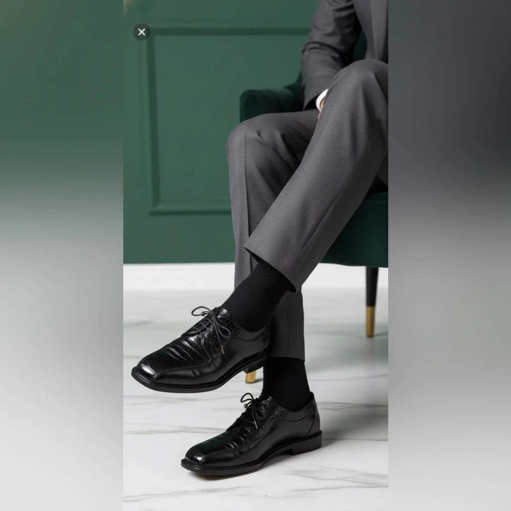 Mezlan Genuine Black Crocodile‎ Oxfords Men’s Size 10.5M