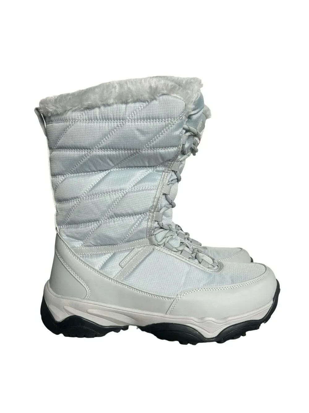 Nortiv 8 Mid Calf Wateproof Silver Blue Women’s Lace Up Winter Boot Size 9.5