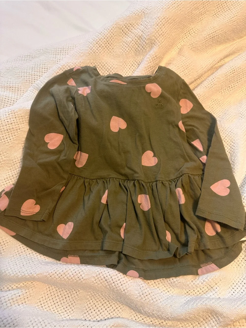 GAP Baby Olive Green Top with Pink Dot