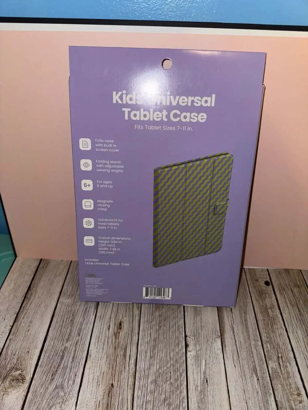 Five Below Kids Universal Tablet Case Fits 7-11 in. Purple Green Wavy Pattern