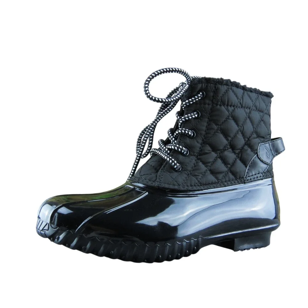 Sporto Andie‎ Women Duck Boots Black Synthetic Lace Up Size 6 Medium