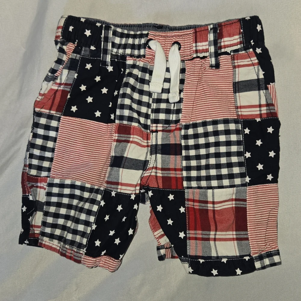 Gymboree Kids Boys USA Patchwork Shorts in Red White Blue