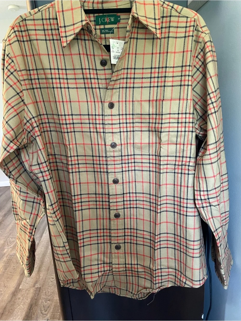 VTG NWT Oarsmsn J.Crew Men’s Beige Plaid Button-Up Shirt