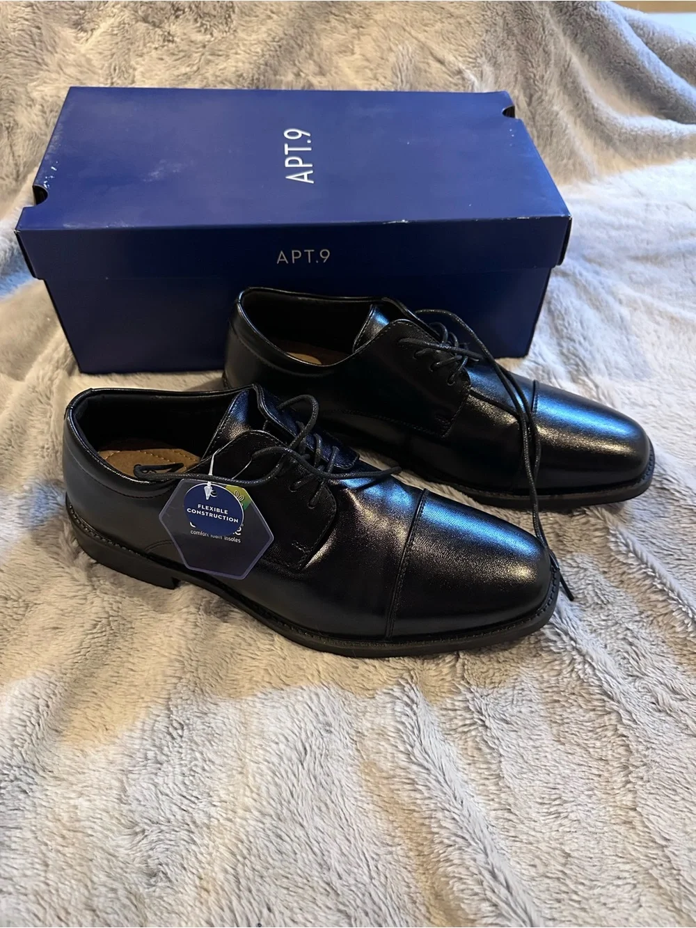 Apt. 9 Denver Black Men’s Cap-Toe Lace-Up Dress Shoes Size 8 NWT Formal Wear