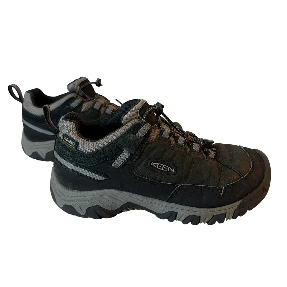 KEEN Targhee IV Waterproof Kids Size 2 Black Grey Hiking Shoes 1029564